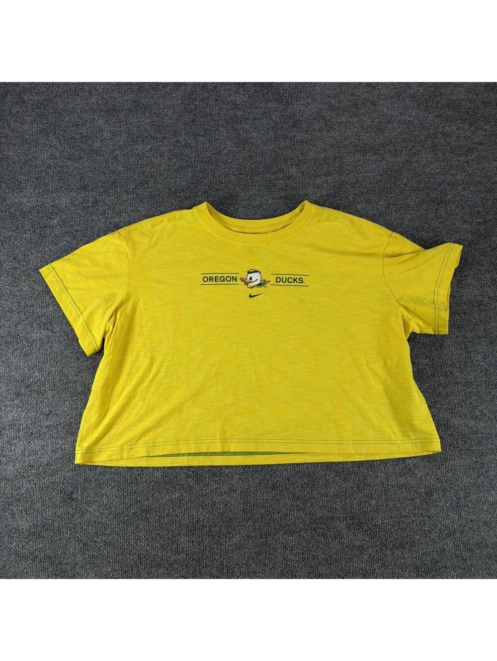 Nike University of Oregon Ducks Yellow‎ Crop T-Shirt XXL College Sports Sporty